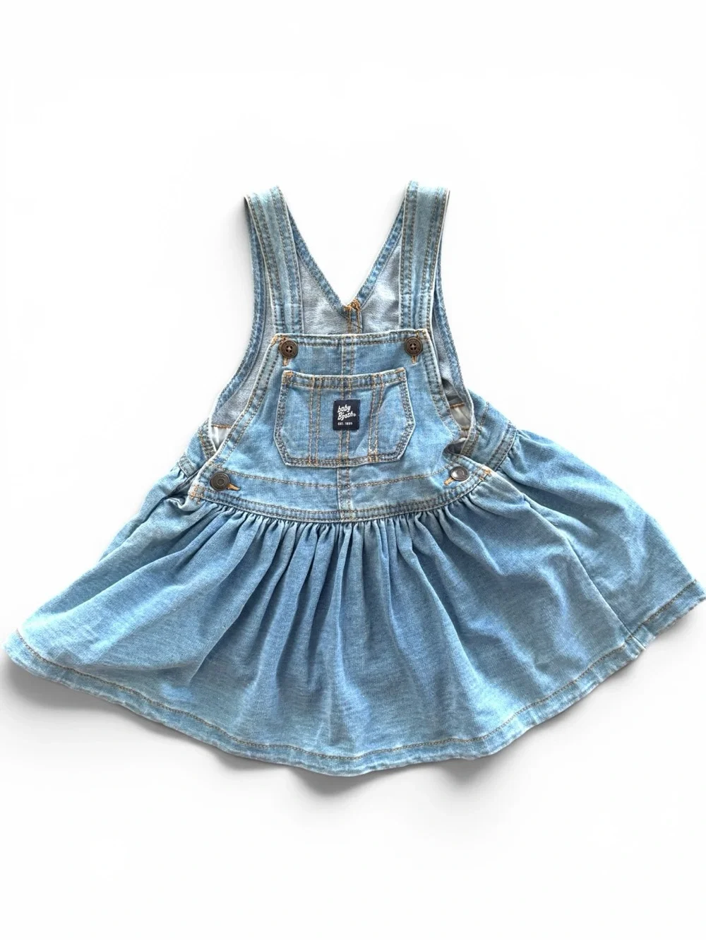 Oshkosh Baby B’gosh Girls 18m Denim Chambray Jumper Dress with Smocked Bodysuit